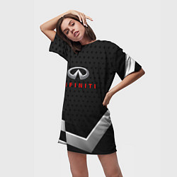 Футболка женская длинная Infiniti карбон, цвет: 3D-принт — фото 2
