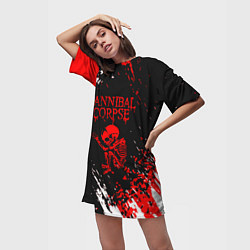Футболка женская длинная Cannibal Corpse -краска, цвет: 3D-принт — фото 2