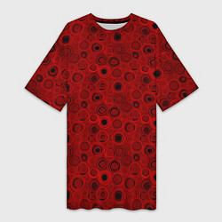 Женская длинная футболка Красный абстрактный узор
