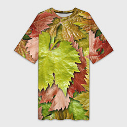 Женская длинная футболка Осенние листья клёна - паттерн