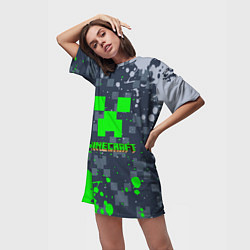 Футболка женская длинная Minecraft - краска, цвет: 3D-принт — фото 2