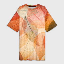 Женская длинная футболка Осенние прозрачные листья