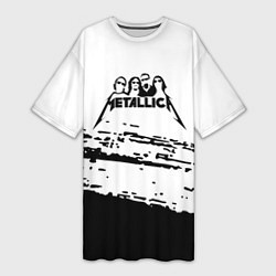 Футболка женская длинная Metallica - черная текстура, цвет: 3D-принт