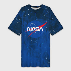 Футболка женская длинная Nasa - звёзды лого, цвет: 3D-принт
