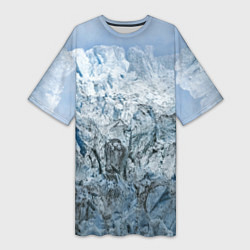 Женская длинная футболка Ледяные горы со снегом