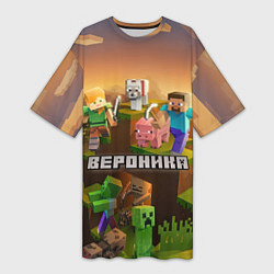 Женская длинная футболка Вероника Minecraft