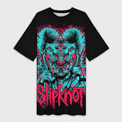 Футболка женская длинная Slipknot demon, цвет: 3D-принт