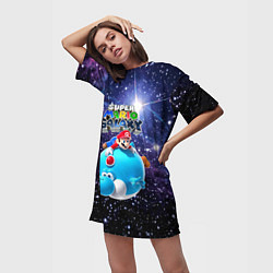 Футболка женская длинная Super Mario Galaxy - Nintendo, цвет: 3D-принт — фото 2