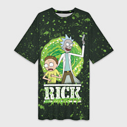 Футболка женская длинная Morty and Rick portal, цвет: 3D-принт