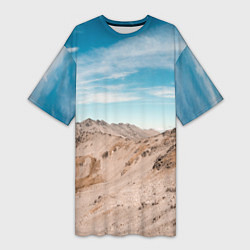 Женская длинная футболка Небо и песок