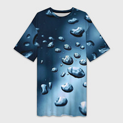 Женская длинная футболка Капли воды на матовом стекле - текстура