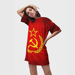 Футболка женская длинная СССР - старый флаг, цвет: 3D-принт — фото 2