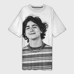 Женская длинная футболка Timothee Chalamet black white photo