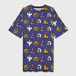 Женская длинная футболка Halloween pattern