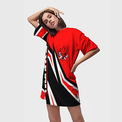 Футболка женская длинная Samurai - Киберпанк 2077 - Красный спорт, цвет: 3D-принт — фото 2