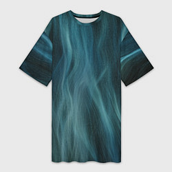 Женская длинная футболка Прерывистый абстрактный синий дым во тьме
