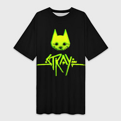 Женская длинная футболка Stray green neon