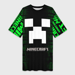 Женская длинная футболка Minecraft - green creeper