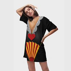 Футболка женская длинная Червонная королева Верх, цвет: 3D-принт — фото 2