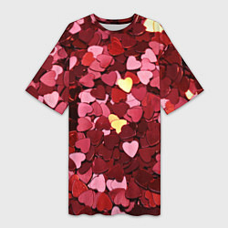 Женская длинная футболка Куча разноцветных сердечек