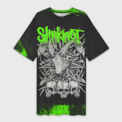 Футболка женская длинная Slipknot green logo, цвет: 3D-принт