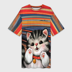 Женская длинная футболка Крик котёнка мяу