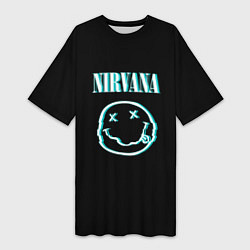 Женская длинная футболка Nirvana неон