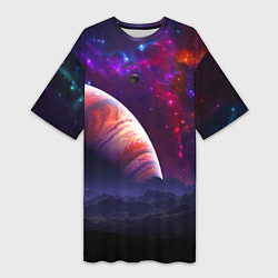 Женская длинная футболка Бесконечное космическое пространство - Планета