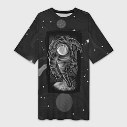 Женская длинная футболка Объемный космонавт