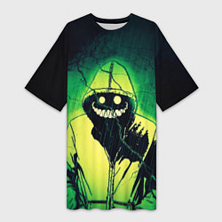 Женская длинная футболка Halloween - призрак в плаще