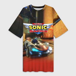 Женская длинная футболка Team Sonic racing - hedgehog - video game