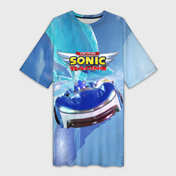 Женская длинная футболка Team Sonic racing - hedgehog - speed