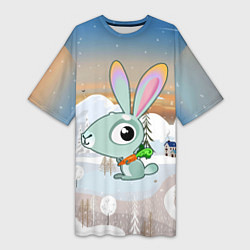 Женская длинная футболка Маленький кролик с морковкой