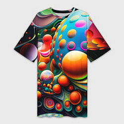 Женская длинная футболка Абстрактные космические шары