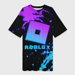 Женская длинная футболка Roblox logo neon gradient