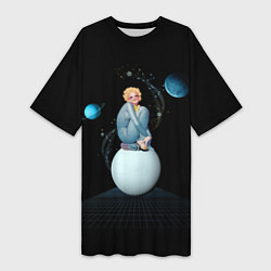 Женская длинная футболка Pinup женщина на Луне