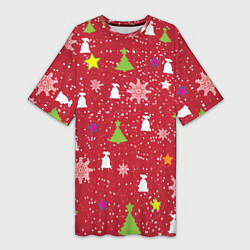 Женская длинная футболка Red new year