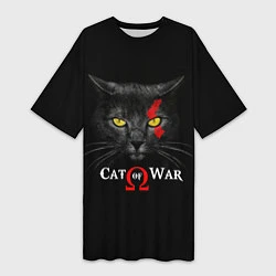 Футболка женская длинная Cat of war collab, цвет: 3D-принт