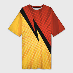 Футболка женская длинная Желтая красная молния, цвет: 3D-принт