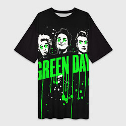 Женская длинная футболка Green day paint