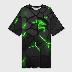 Женская длинная футболка Razer green neon