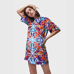 Футболка женская длинная Яркий зимний разноцветный, цвет: 3D-принт — фото 2