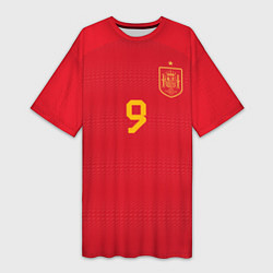 Футболка женская длинная Гави ЧМ 2022 сборная Испании, цвет: 3D-принт