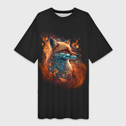 Женская длинная футболка Огненная лиса