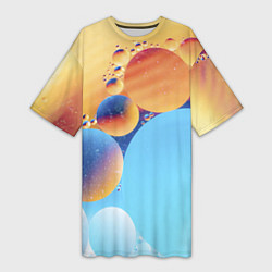Женская длинная футболка Абстрактные круги с разными красками