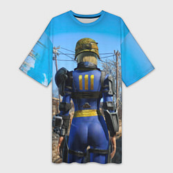 Футболка женская длинная Vault 111 suit at Fallout 4 Nexus, цвет: 3D-принт