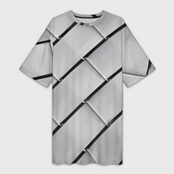 Женская длинная футболка Серый блоковый металлический паттерн