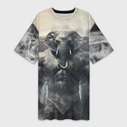 Женская длинная футболка Накаченный слон