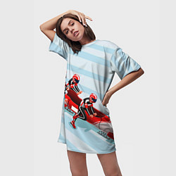 Футболка женская длинная Берем разгон! Бобслей, цвет: 3D-принт — фото 2