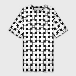 Женская длинная футболка Геометрический черно-белый узор